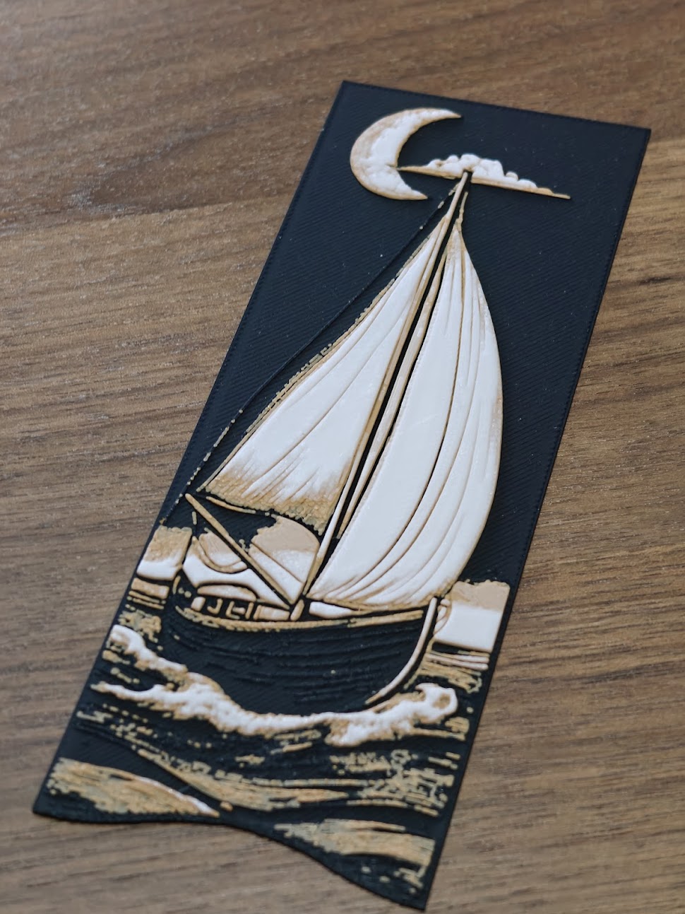 Boekenlegger - zeilboot v2 - (terra-wood) - 7i20fq