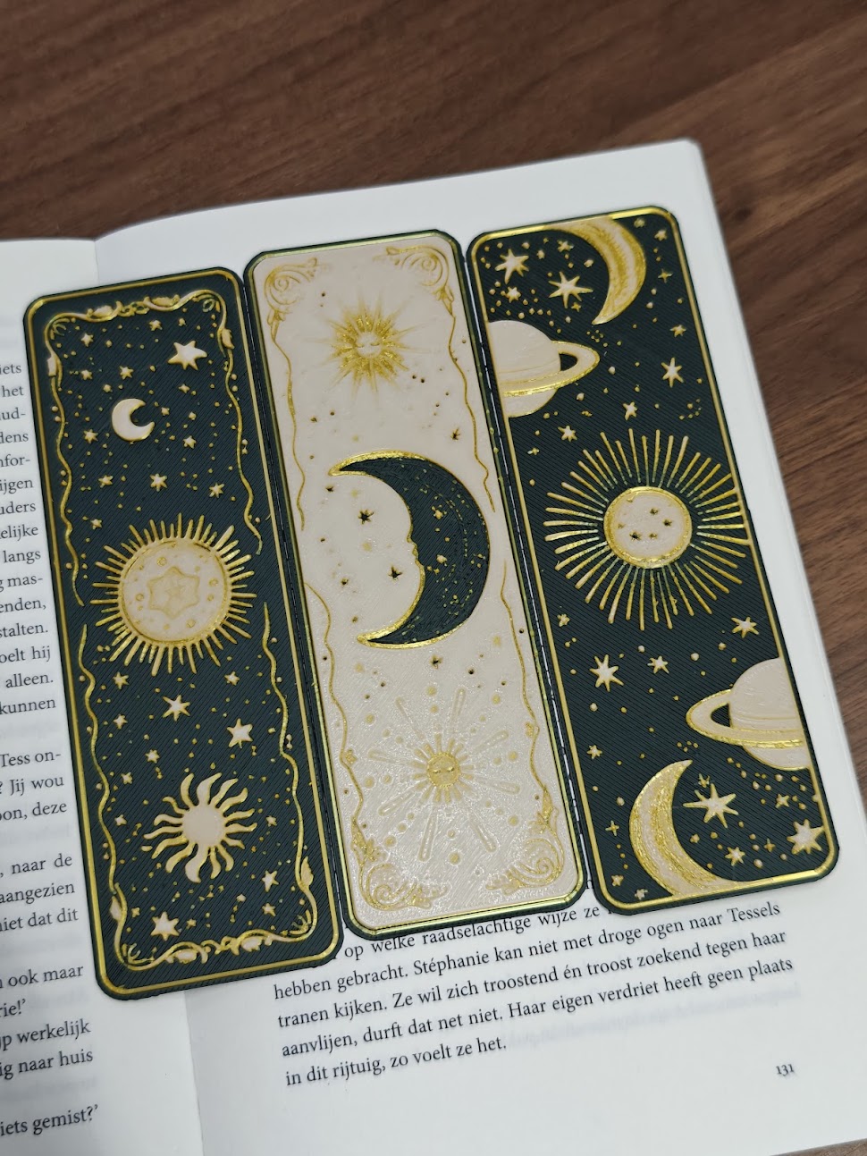 Set van 3 Boekenleggers - (forestgreen-goud-zwart-wit) - 8c0w6z - voorkant.jpg