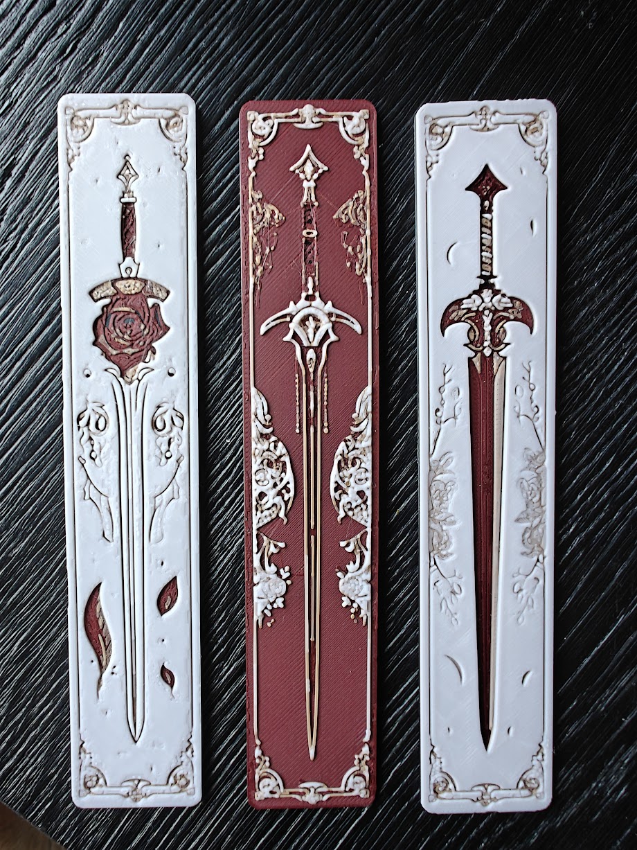 Set van 3 Boekenleggers - blade and blossom - (black-red-kingroon orange-white) - k4x8yn - voorkant.jpg