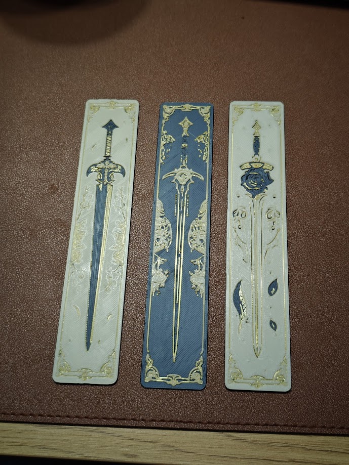 Set van 3 Boekenleggers - blossem - (blauw-eryone gold) - 2u94rn - voorkant.jpg
