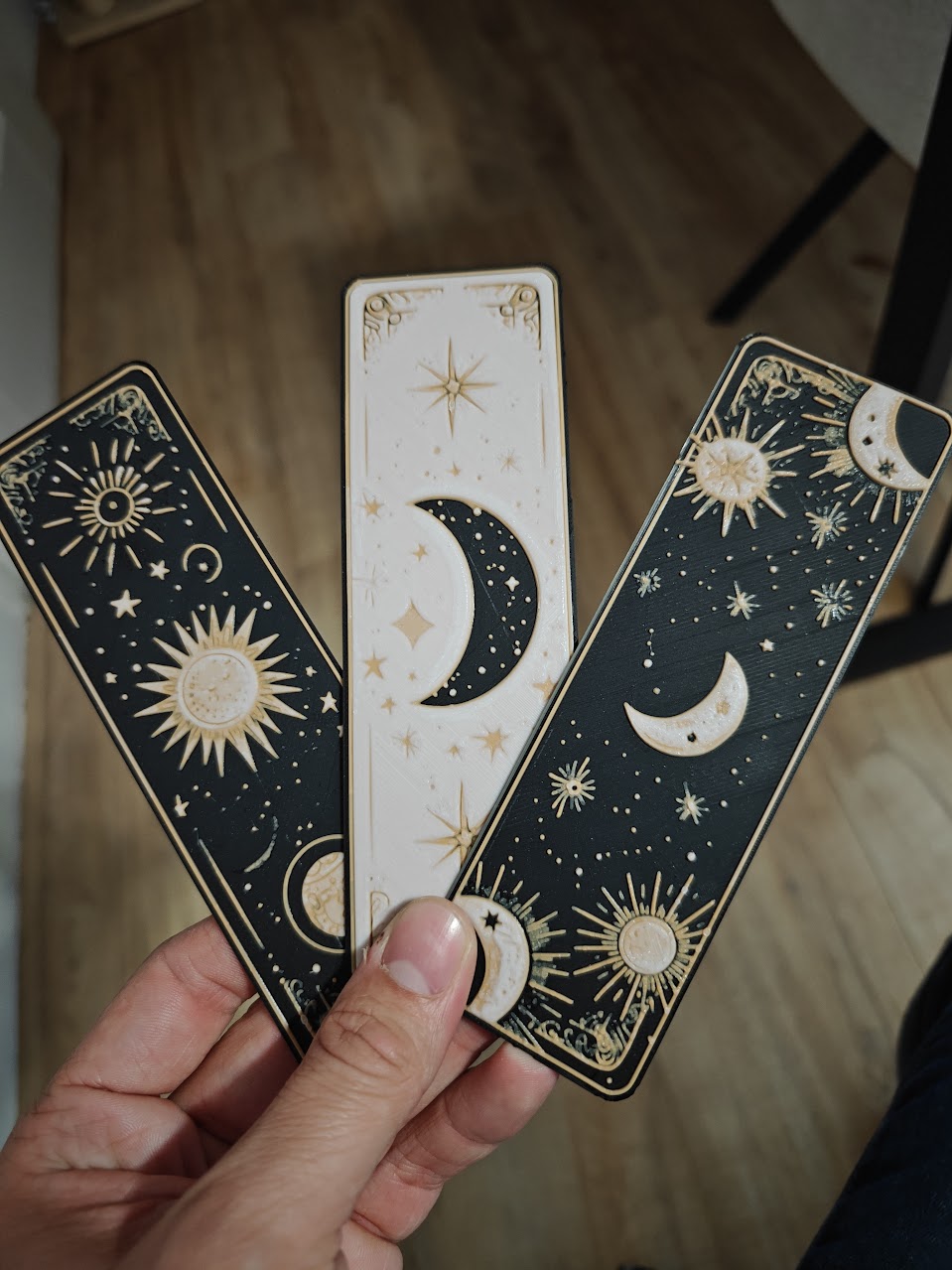 Set van 3 Boekenleggers - celestial-dreams-v1 - (bruin-zwart-wit) - 8z40x3