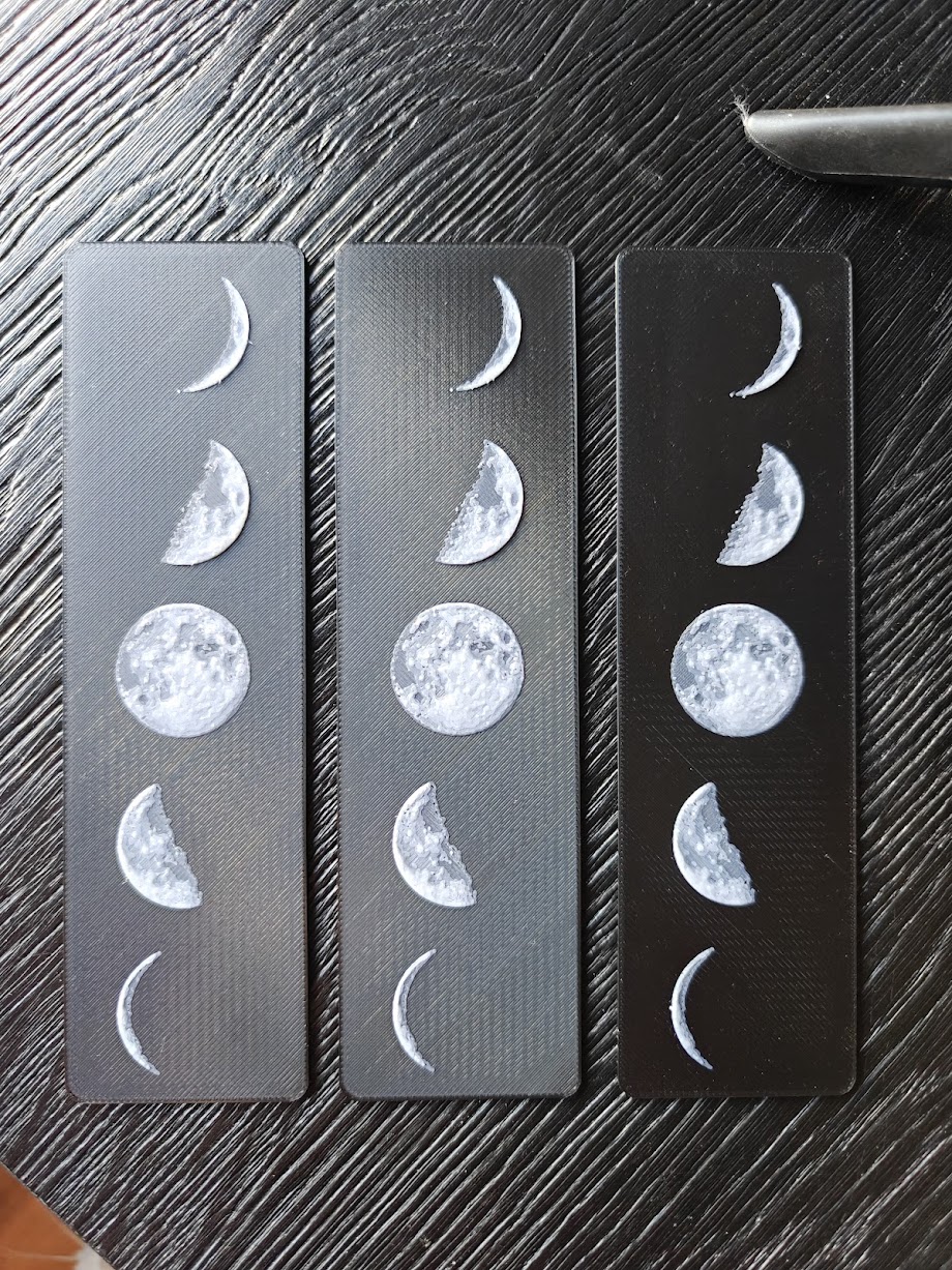 Set van 3 Boekenleggers - moon phase - (black-white) - 87k3x1