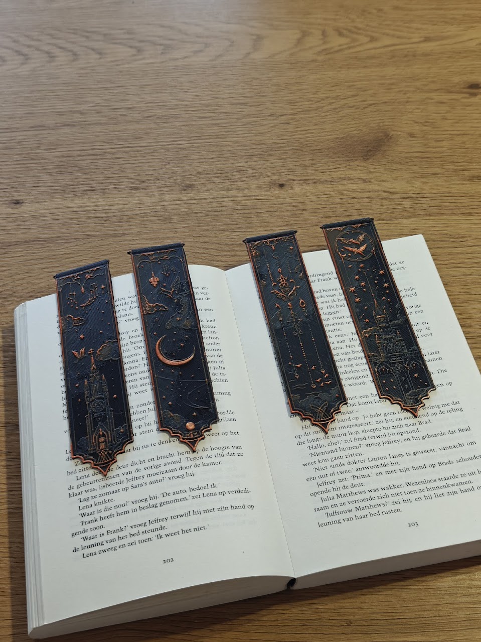 Set van 4 Boekenleggers - hogwarts-v2 - (eryone copper-grey-black) - 5023hv