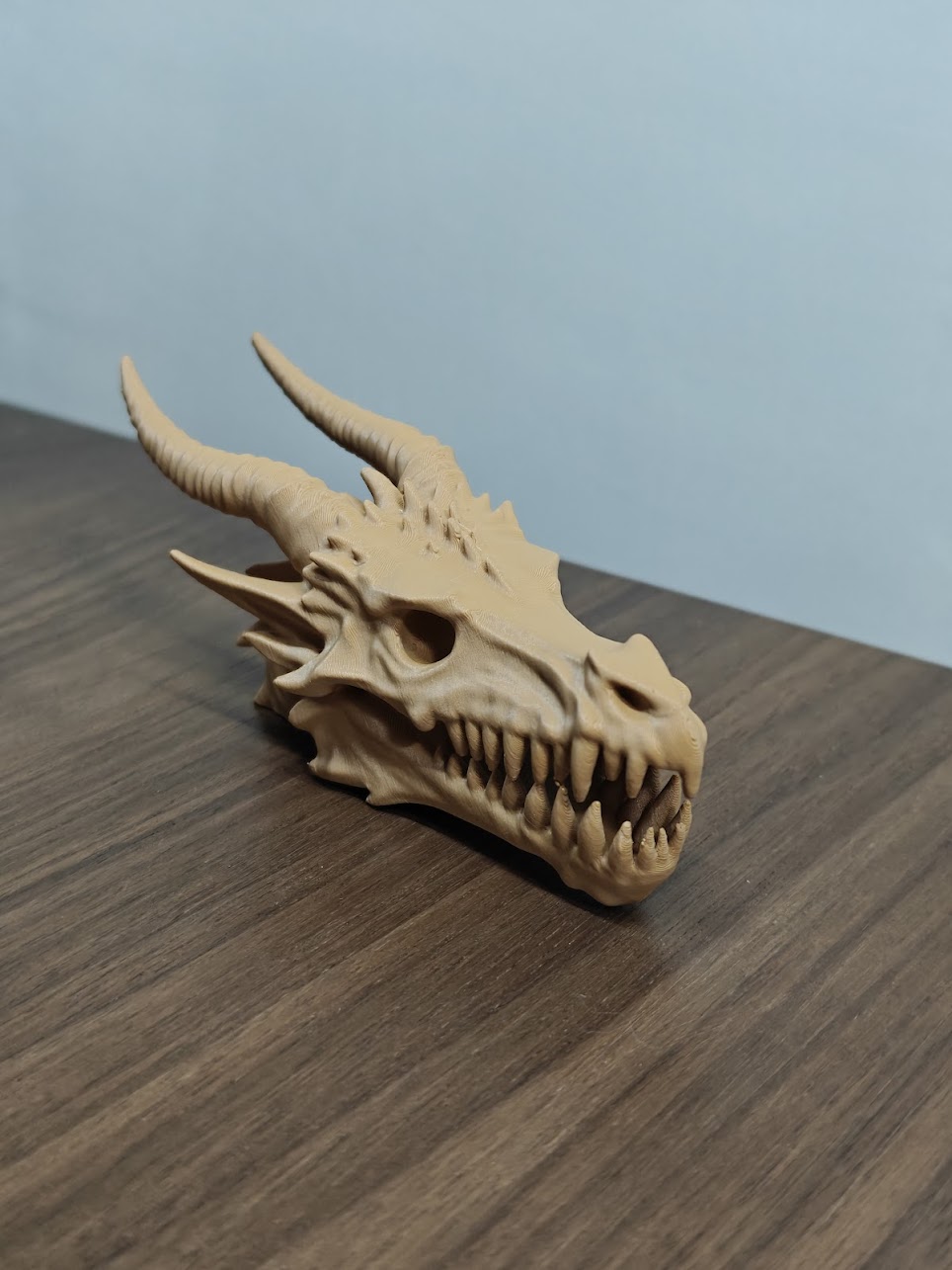 dragon skull fossil v2 - (terra wood) - 13cm - 2v6x9z